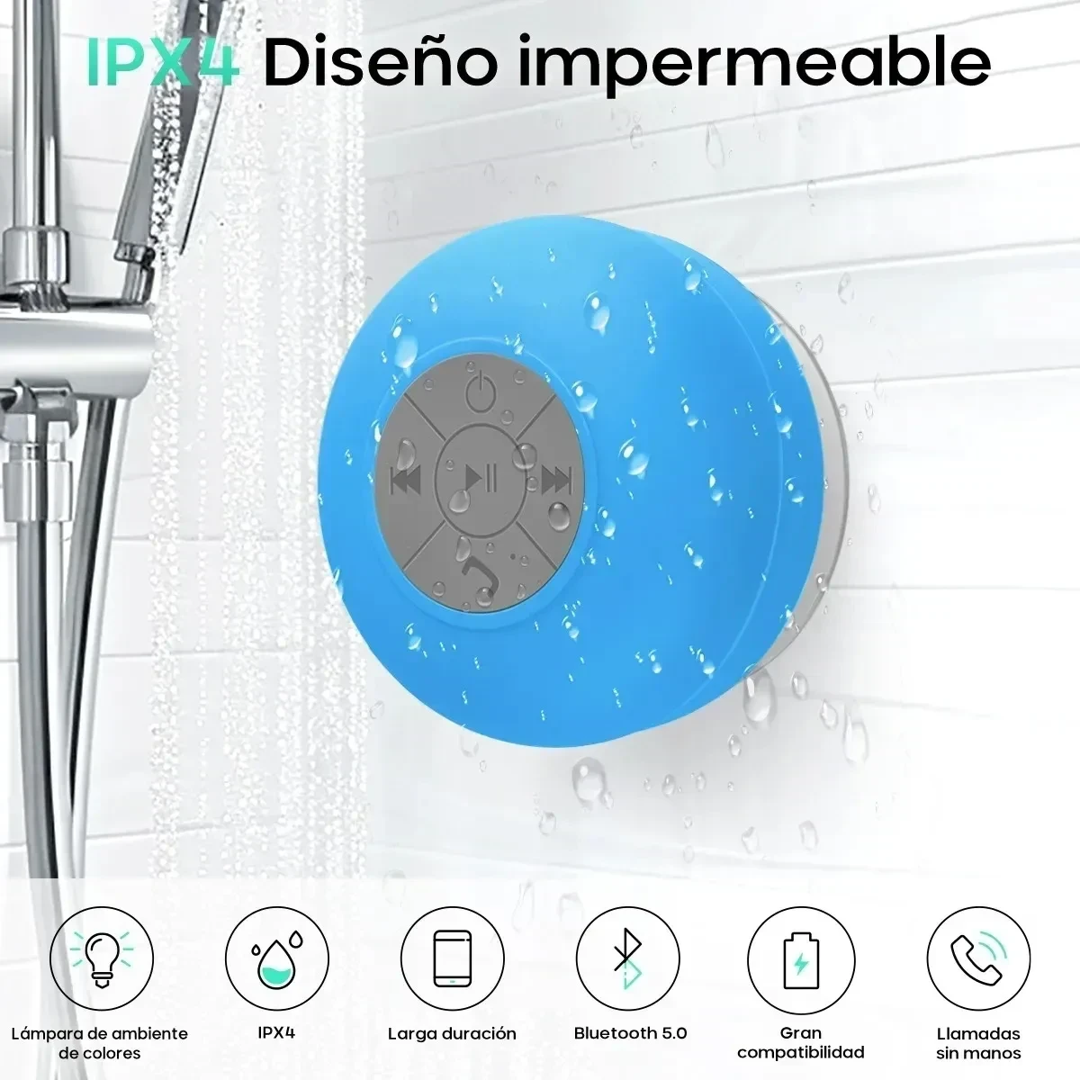 Parlante Ducha Bluetooth Manos Libre Impermeable 5