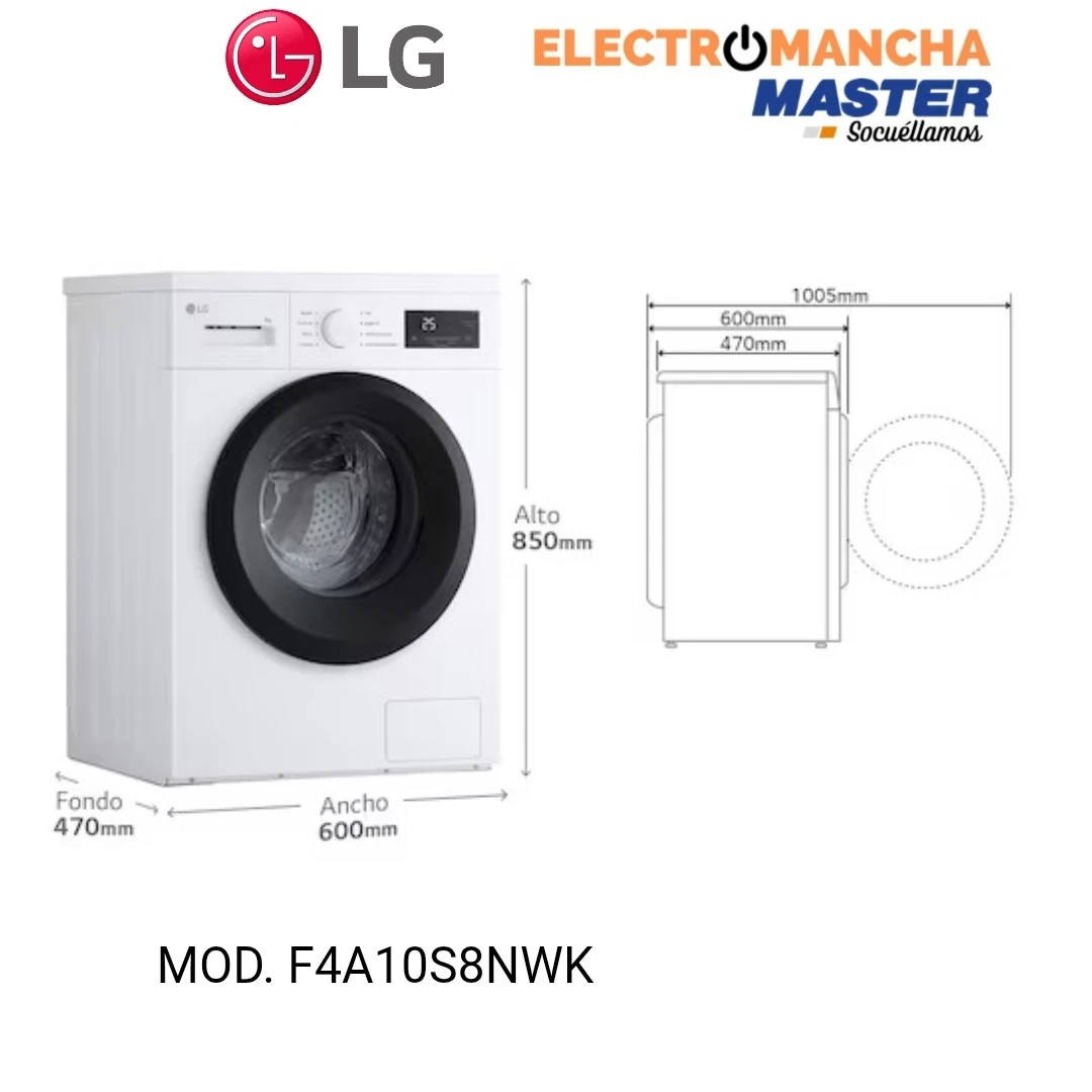 LAVADORA LG F4A10S8NWK 8 KILOS 1400 RPM. SLIM CLASE A  2