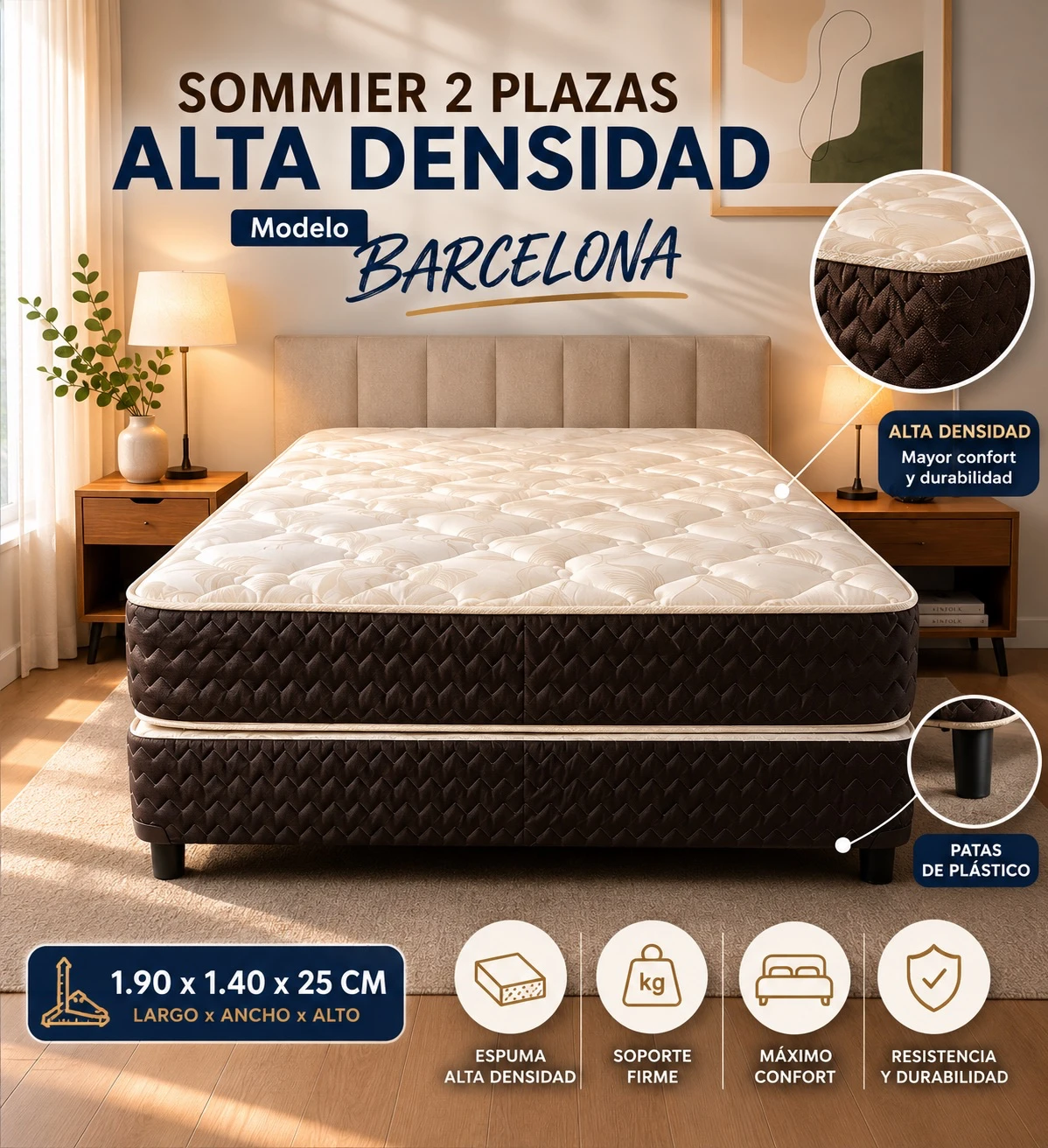 SOMMIER 2 PLAZAS BARCELONA ALTA DENSIDAD