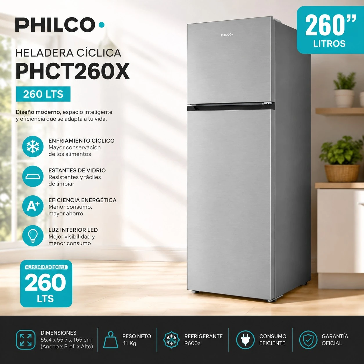 HELADERA CICLICA PHILCO PHCT260X INOX 260LTS ‼️SOLO POR PEDIDOS ‼️ 
