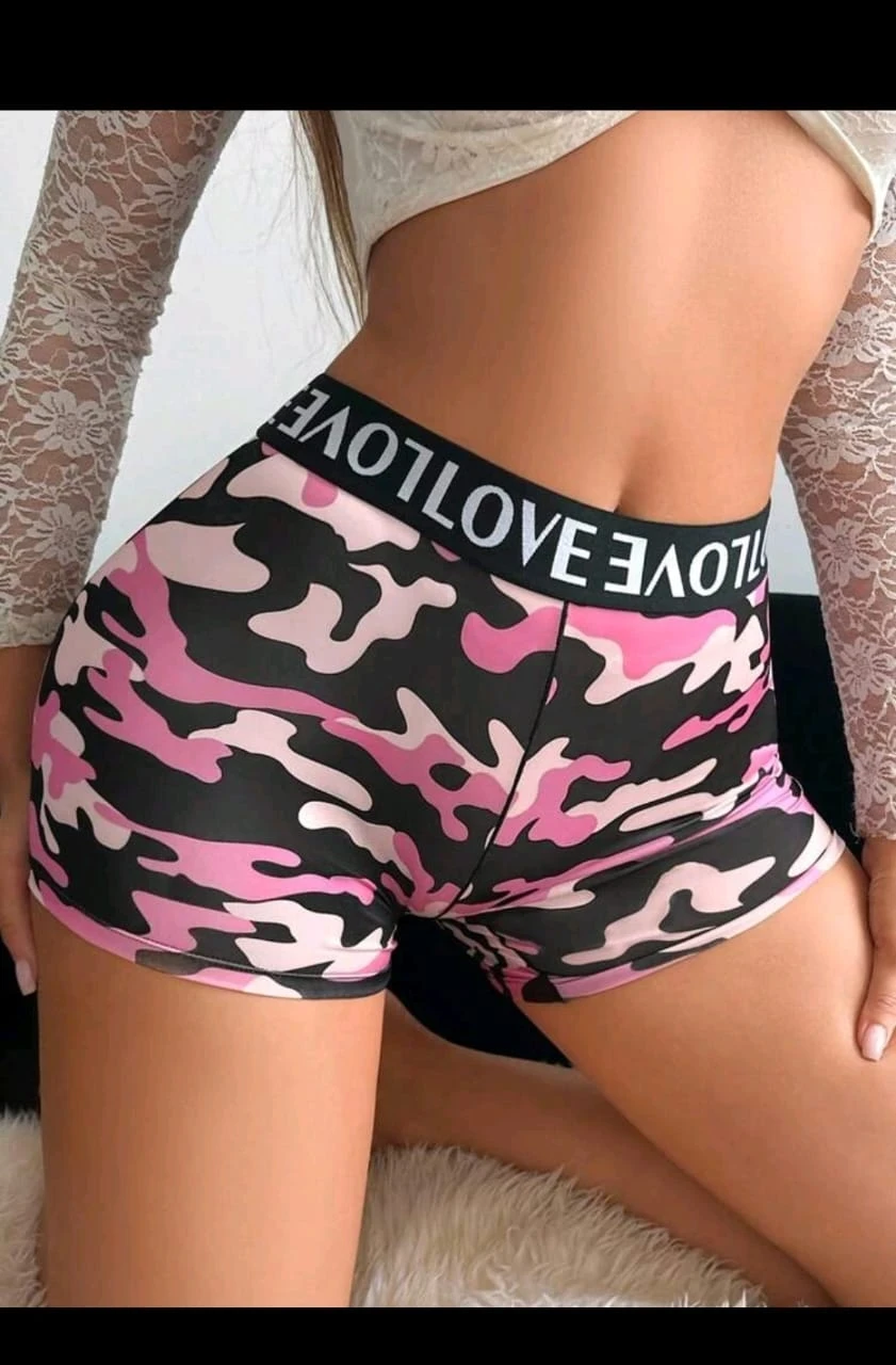Short Deportivo Dama Licra Corto Tiro Alto Camuflado Gym 5