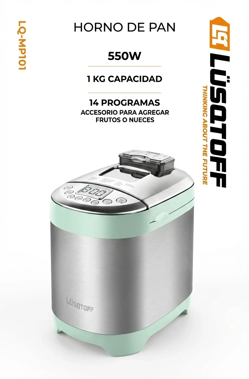 HORNO DE PAN LUQSTOFF 550W 14 PROGRAMAS