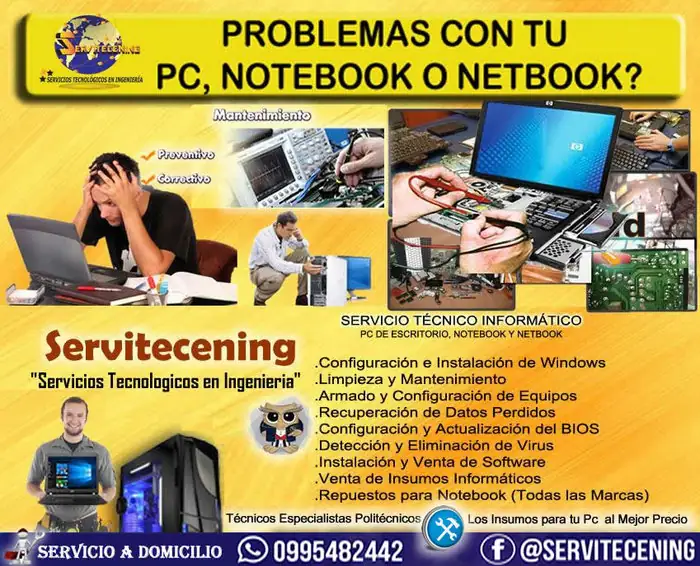 MANTENIMIENTO Y REPARACION DE COMPUTADORES, LAPTOPS Y MACS