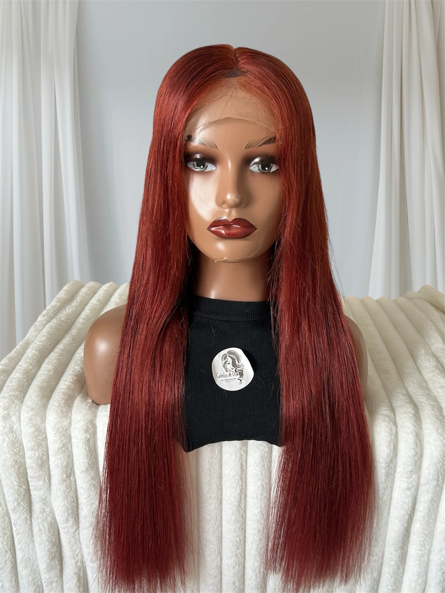 Peluca cabello Humano de 28 pulgadas, color rojo cobrizo, frontal lace 13x4  4