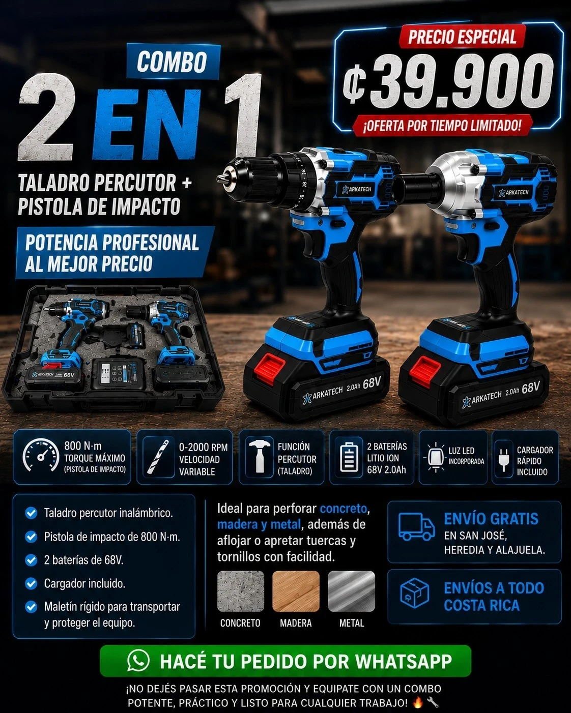 🛠️ Combo 2 en 1 • Taladro Percutor • Pistola Impacto
