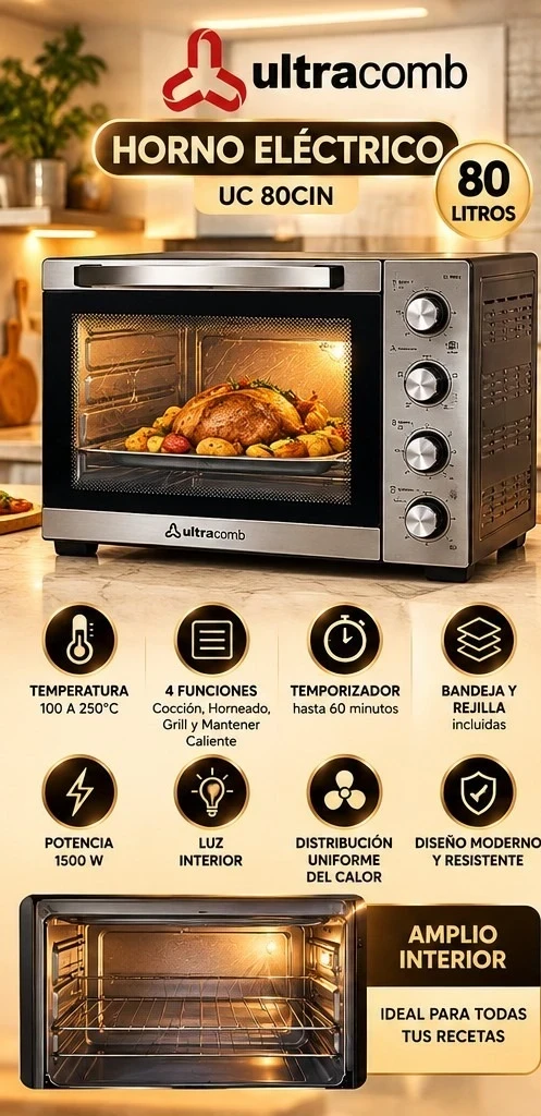 HORNO ELÉCTRICO ULTRACOMB 80L *CONSULTAR DISPONIBILIDAD CON EL VENDEDOR*