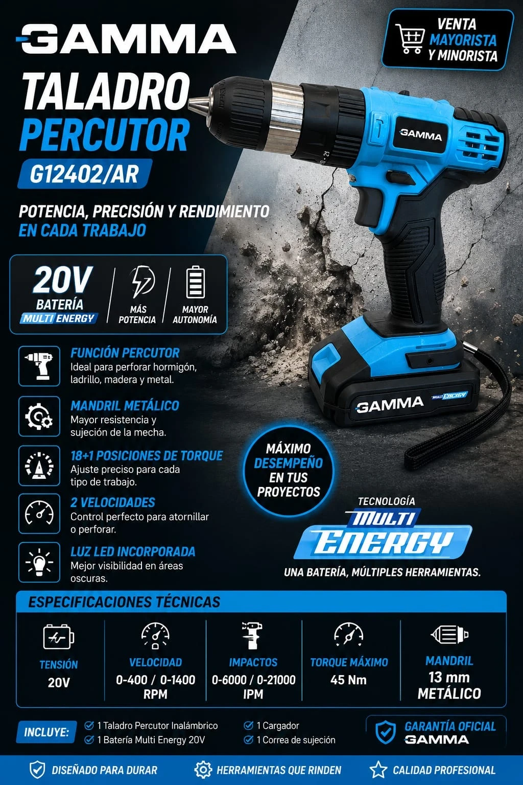 Taladro impacto Gamma G12402/AR