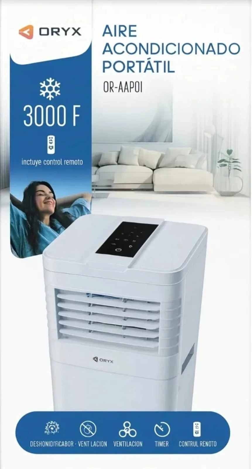 AIRE ACONDICIONADO PORTÁTIL 3500W ORYX 