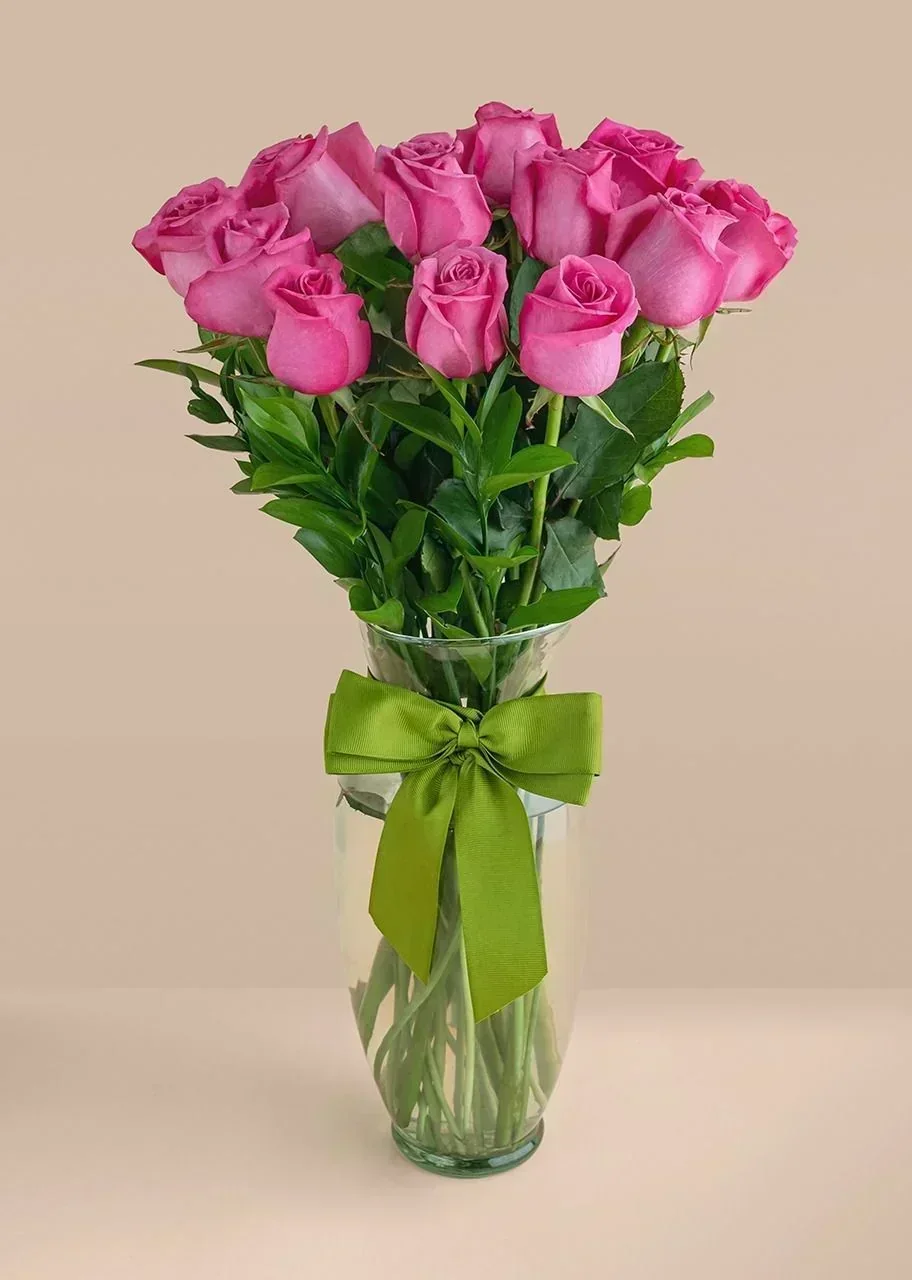 J4 Jarron 24 Rosas fiucsa