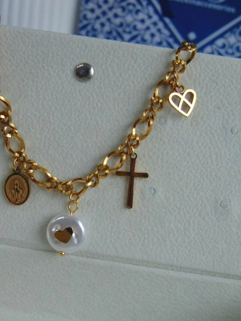 PULSERA ACERO DOR DIJES DESEOS 2