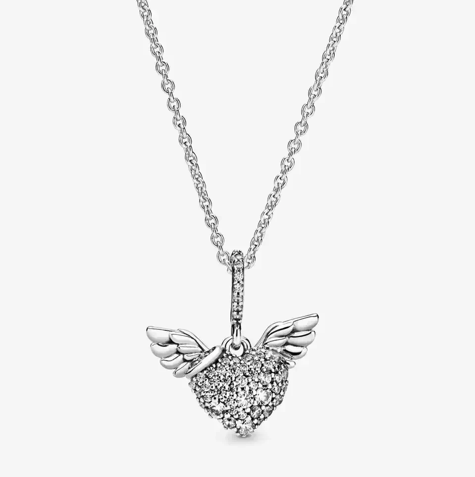 Collar Corazón Pavé  y Alas de Angel 