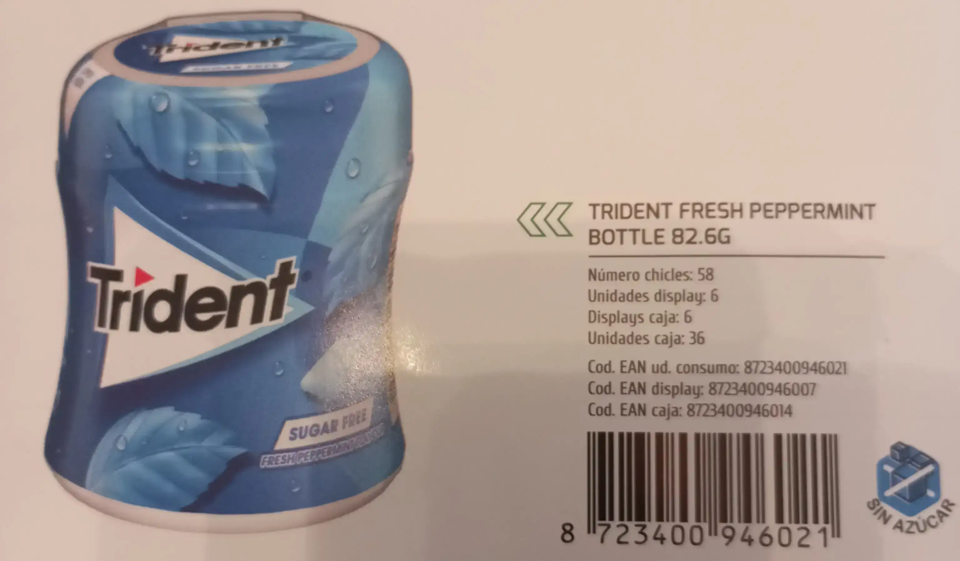 TRIDENT FRESH PEPPERMINT BOTE