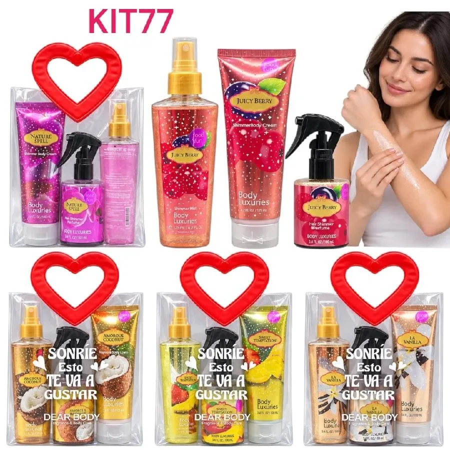 kit gif x3 de regalo shimmers mist, perfume capilar, crema dear body 2