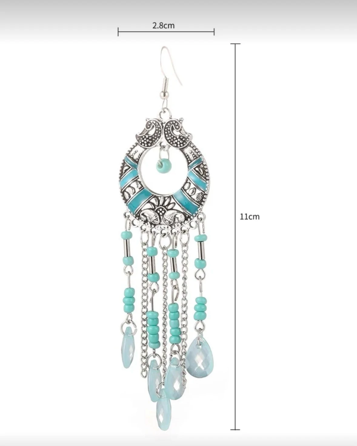 Pendientes Largos en metal Plateado 2