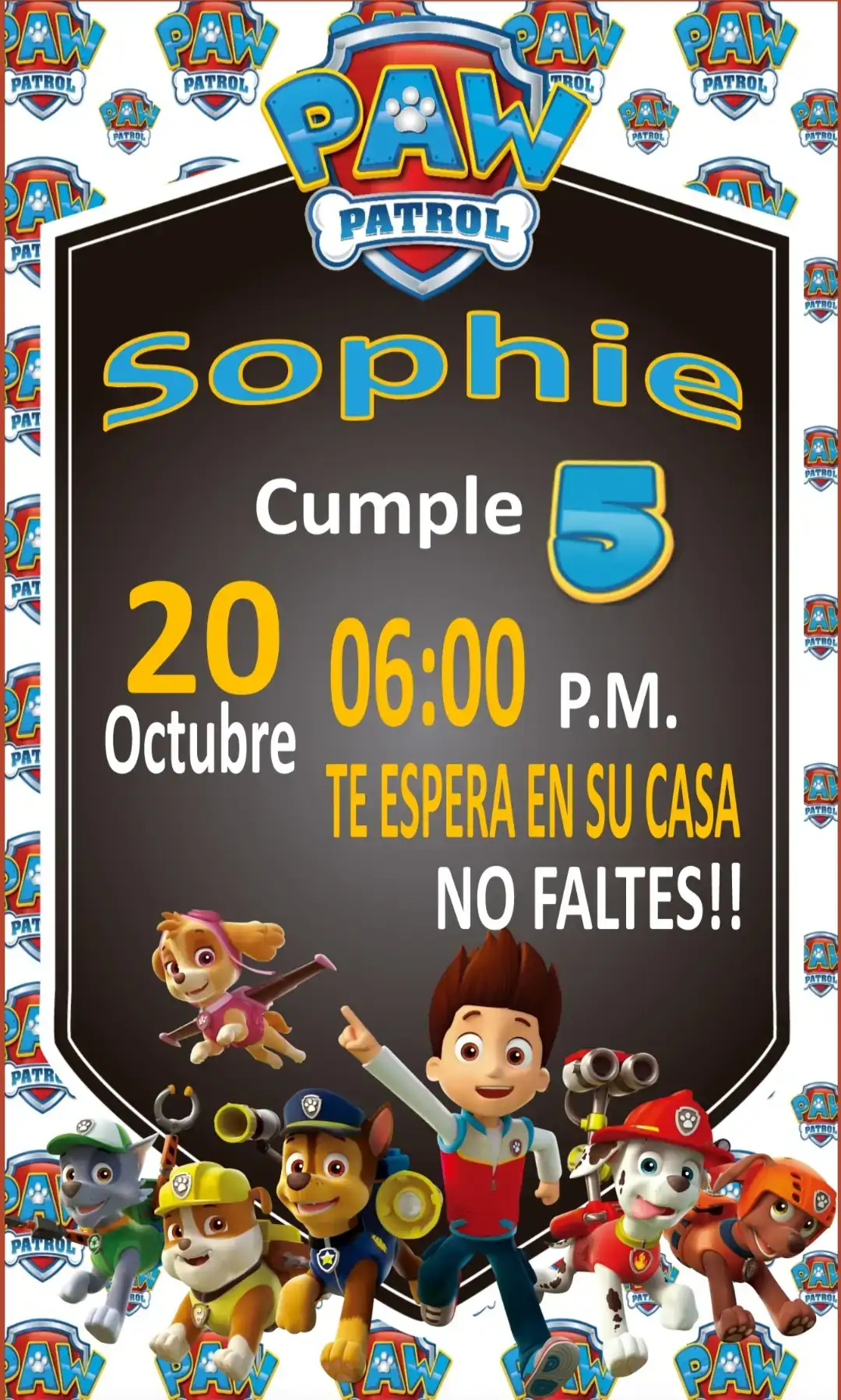 Invitación en video y estática de Paw Patrol 4