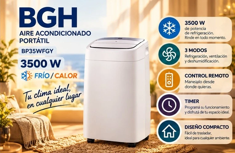Aire portatil bgh 3500w *CONSULTA DISPONIBILIDAD CON EL VENDEDOR*