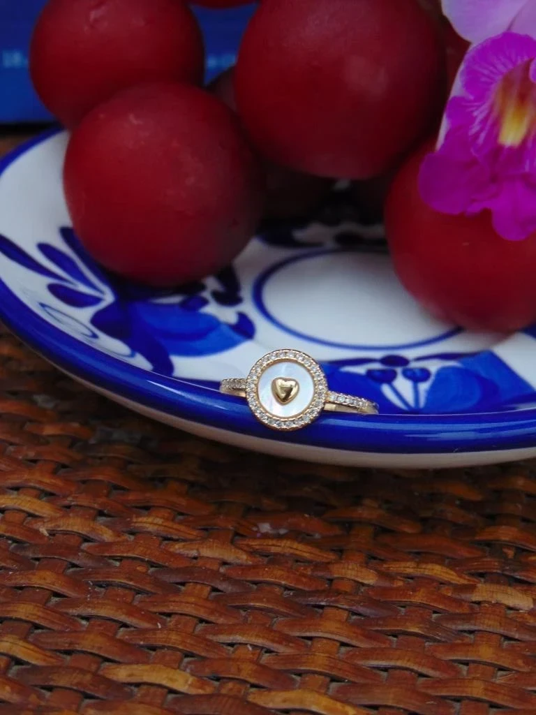 ANILLO ACERO DOR NACAR CORA LINEA CIRCON