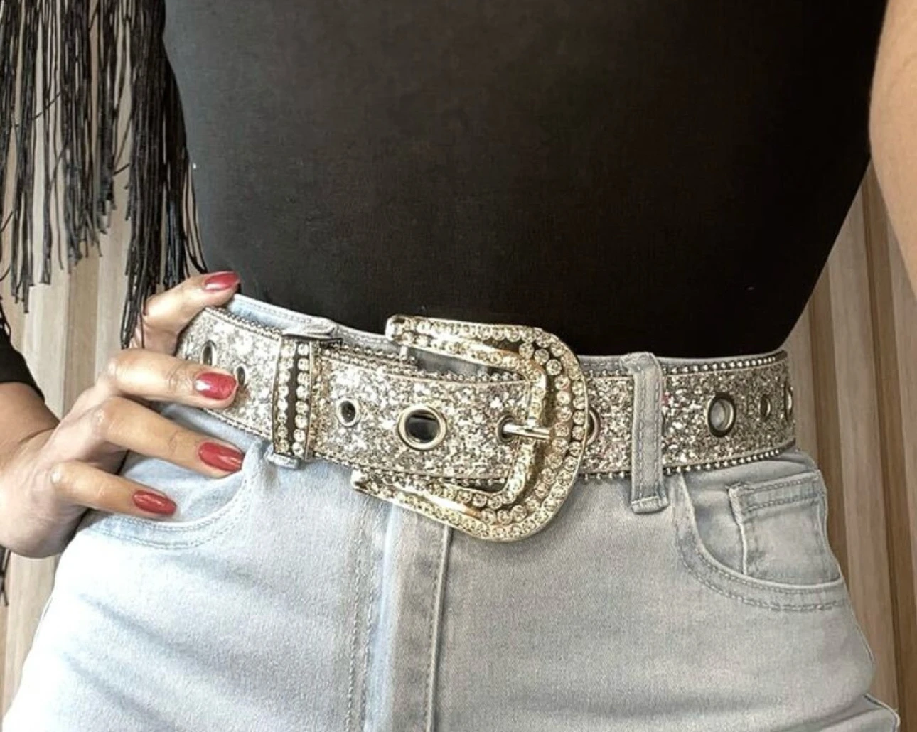 Cinto Plata brillos