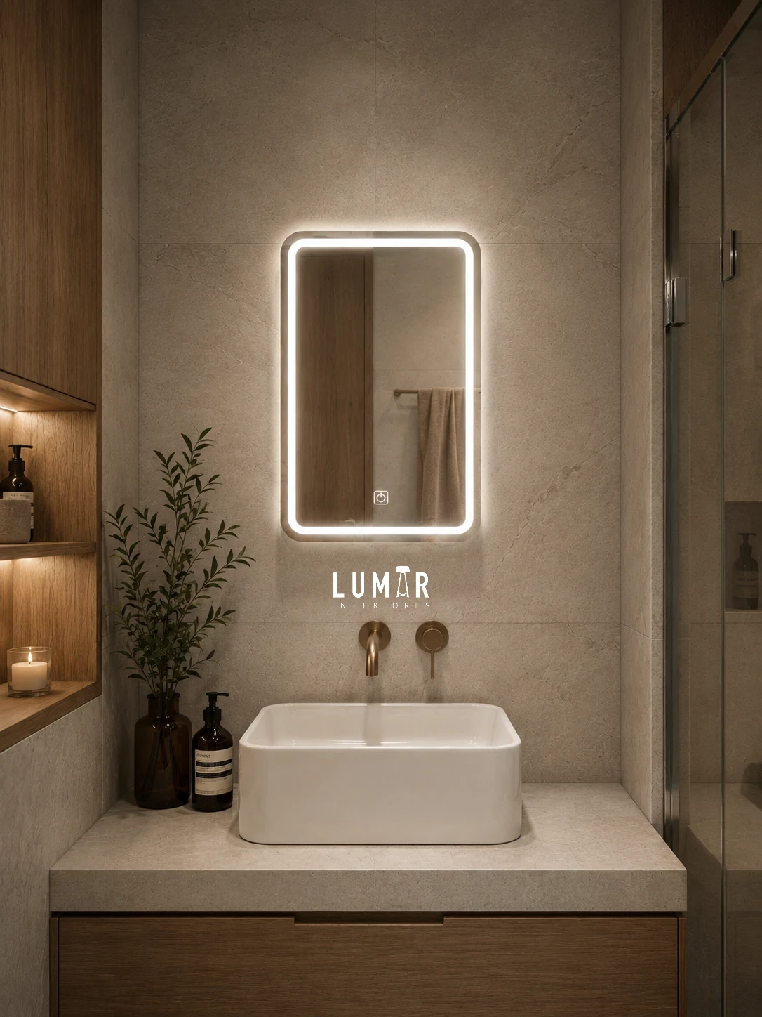 Espejo LED Rectangular Touch Moderno  2