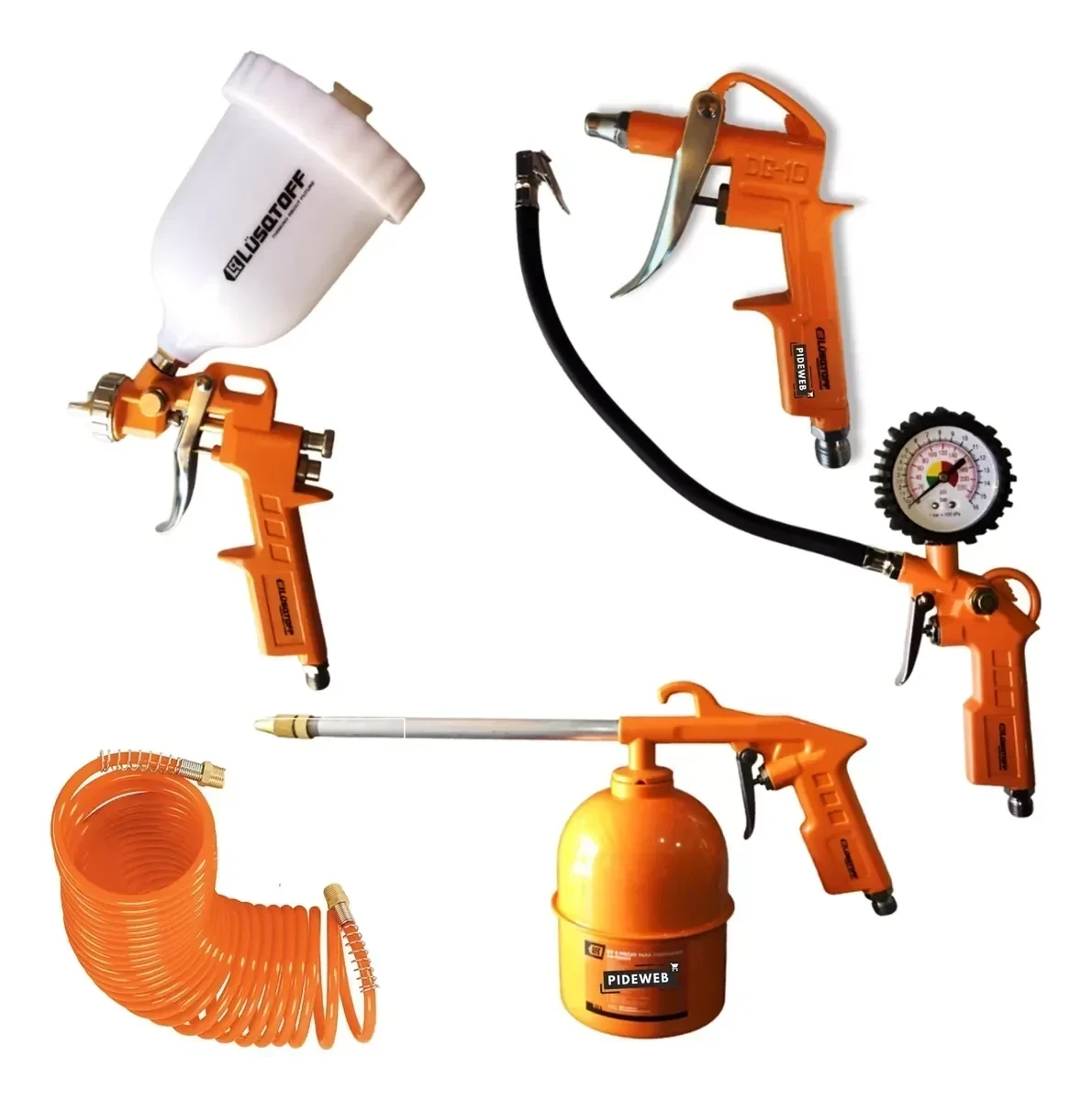 KIT SET DE 5 ACCESORIOS PARA COMPRESOR INFLADOR MANOMETRO