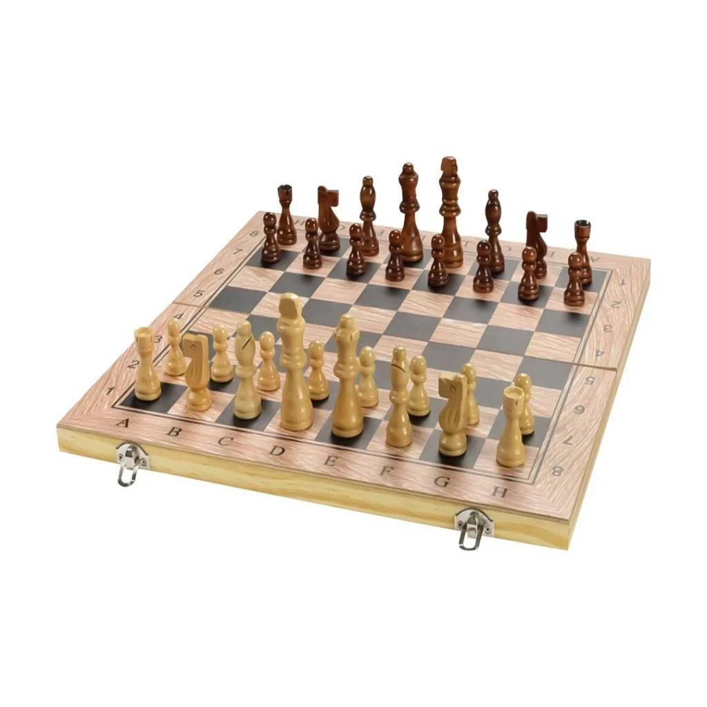 Juego de Mesa 3 en 1 de Madera / Ajedrez / Damas / Backgammon
