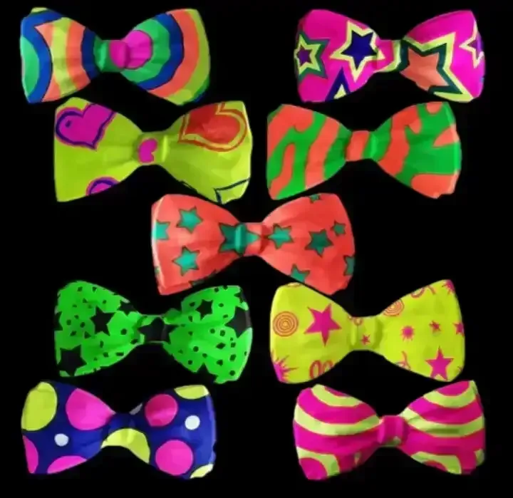 Moño plástico 13 cm estampado fluo