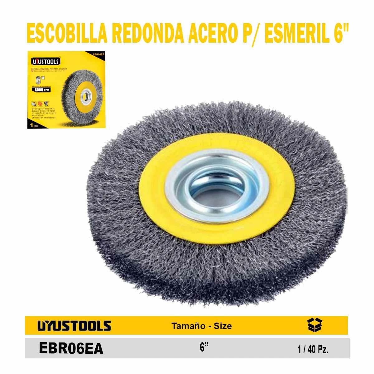ESCOBILLA REDONDA ACERO P/ ESMERIL 6" UYUST 