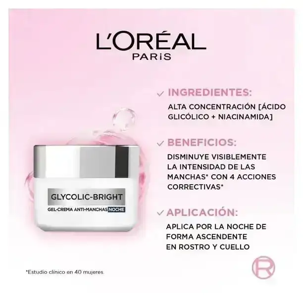 Crema Facial Loreal Glycolic-Bright Anti-Manchas Noche 50 Ml 3