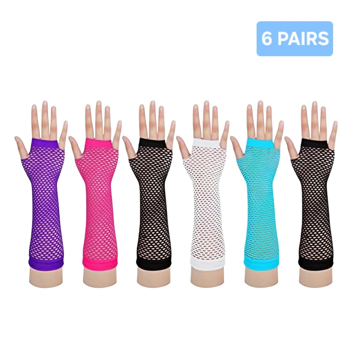 6 Pares de Guantes de Malla Colores Surtidos 2