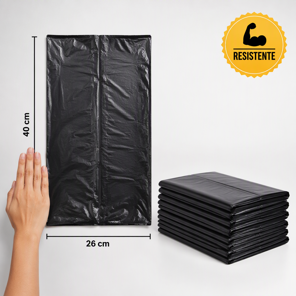 BOLSA NEGRA DOBLE 26x40 - Práctica y resistente
