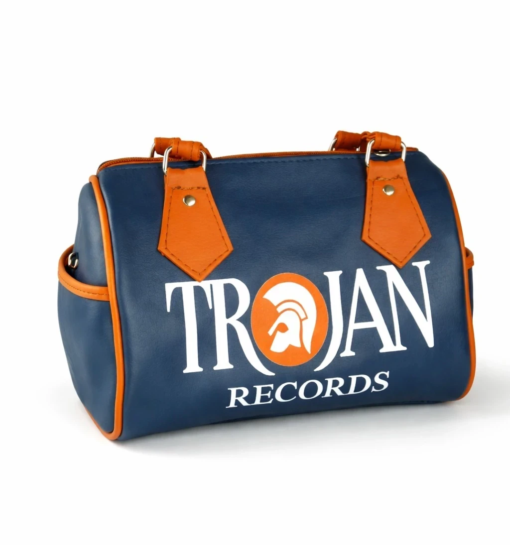 Bolso baul azul con café 