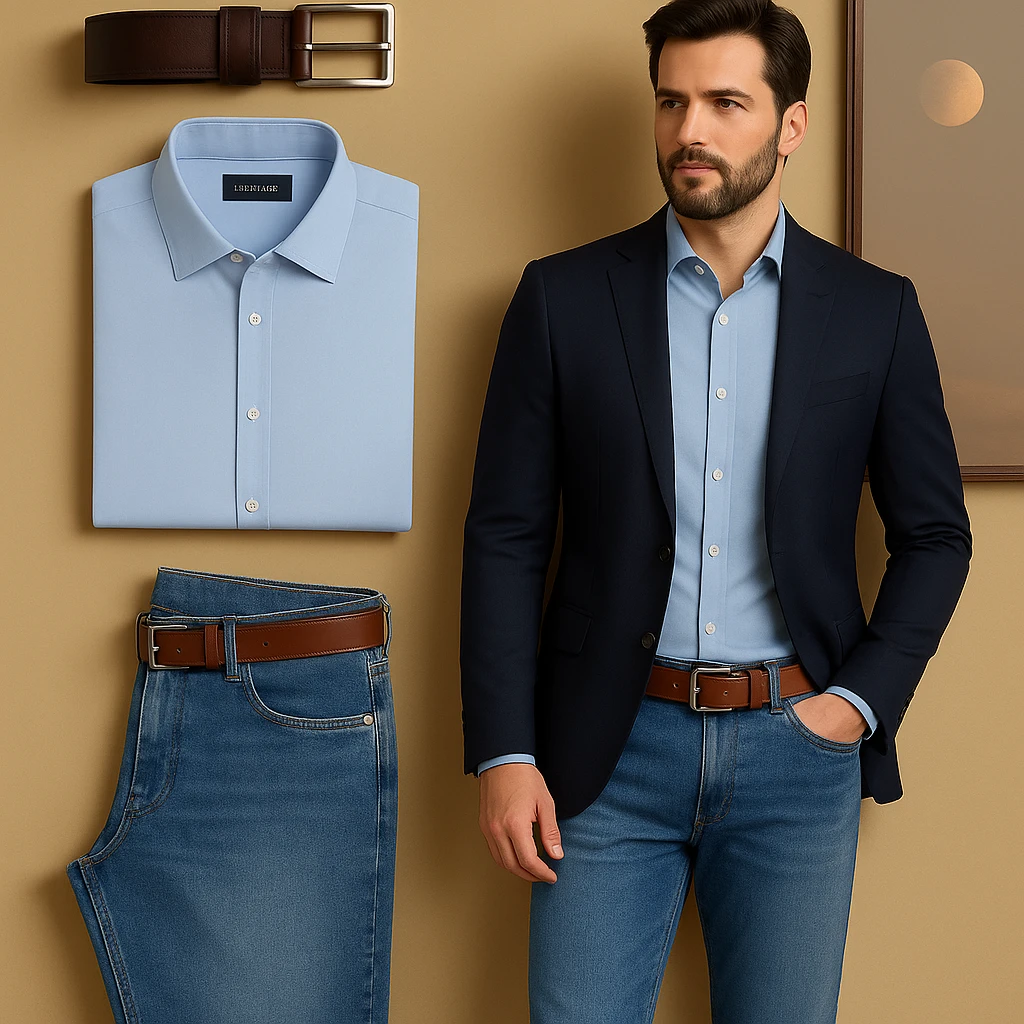 Blazers jean camisa y correa 9