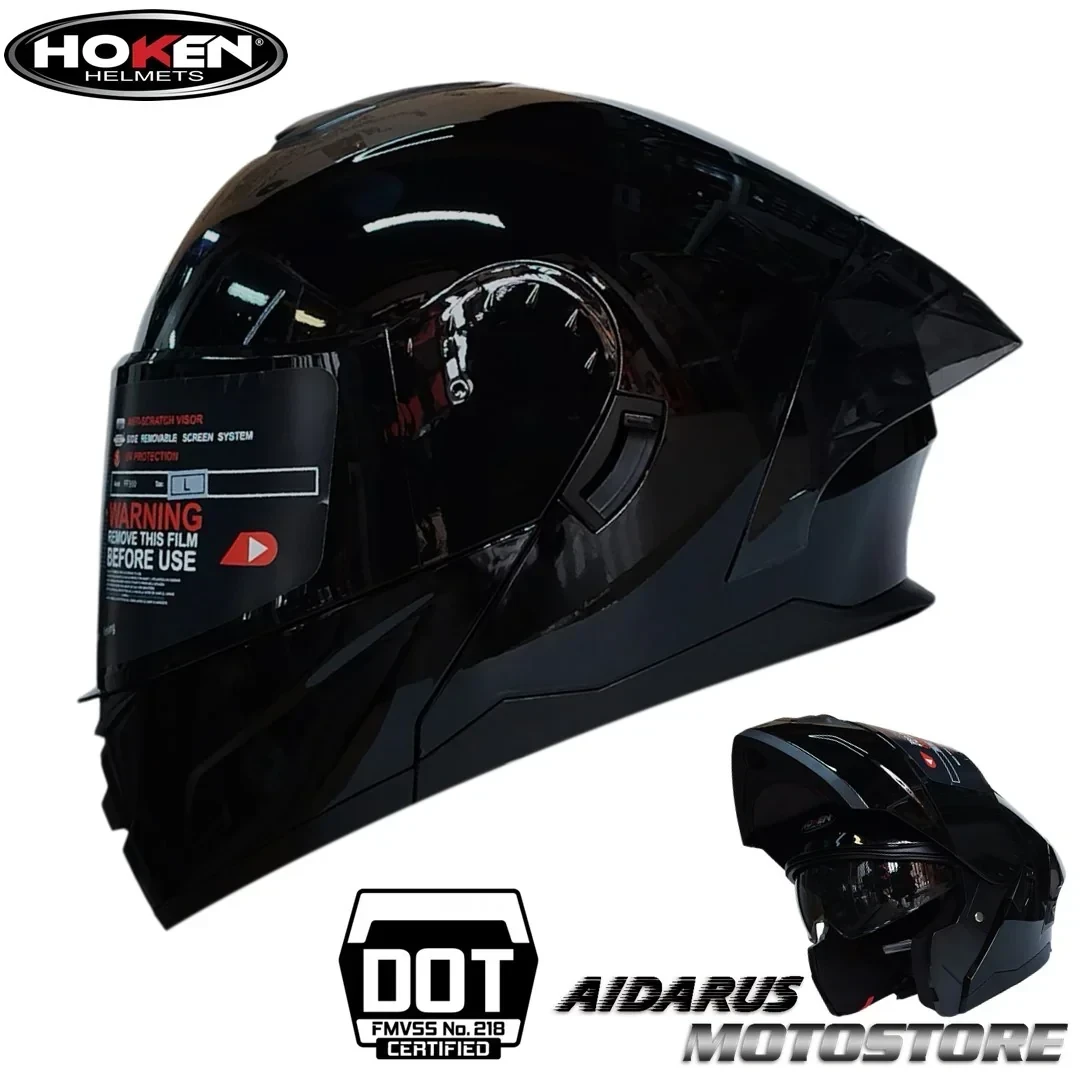 CASCO HOKEN FF916 ARTICULADO NEGRO BRILLO