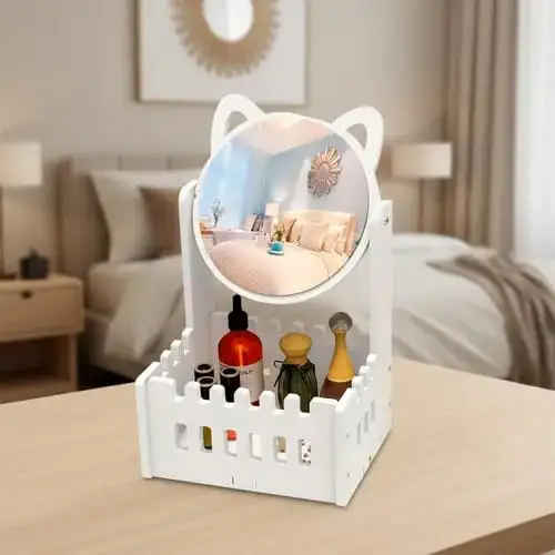 CAJA ORGANIZADOR CON ESPEJO DE GATO 🐱