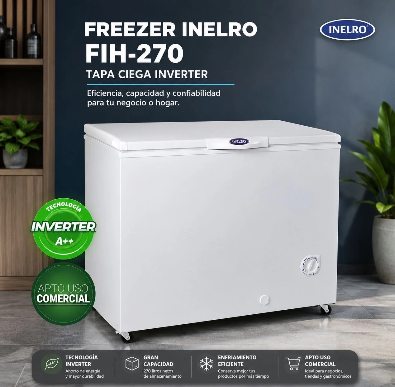 FREEZER INELRO FIH270 T/CIEGA INVERTER BLANCO ‼️SOLO POR PEDIDOS ‼️