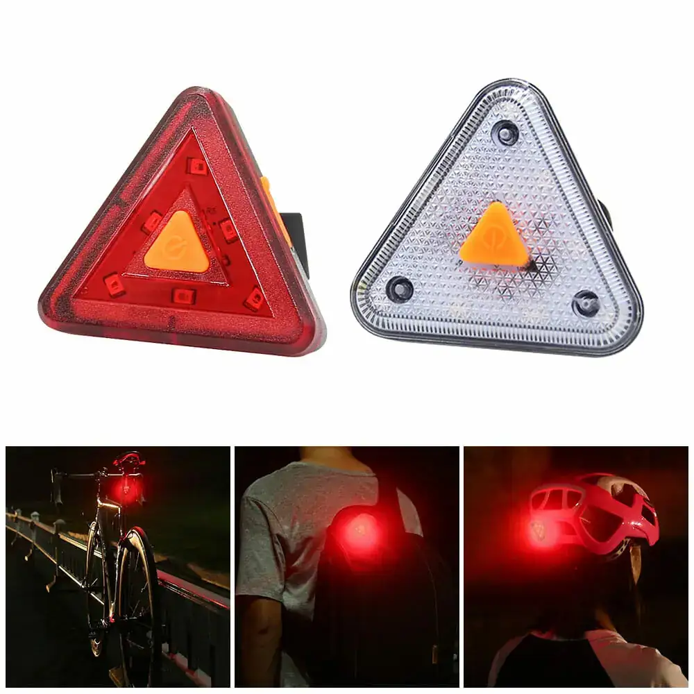 Luz Trasera Triangular Con LED Rojo Para Bicicleta  2