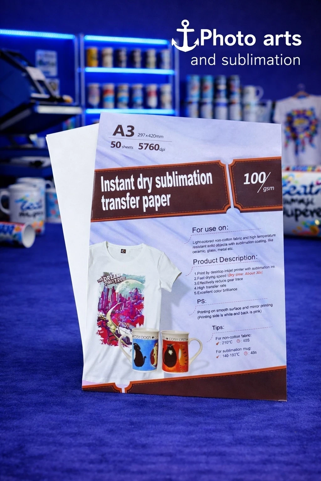 Resma De Sublimacion A3 Secado Rapido x 50hojas