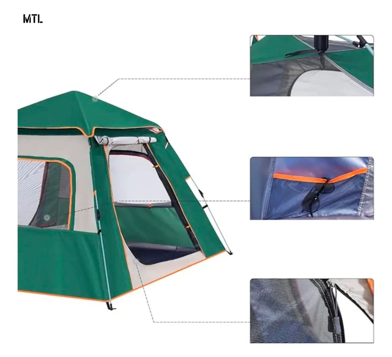 Carpa familiar mtl verde 6 personas 3
