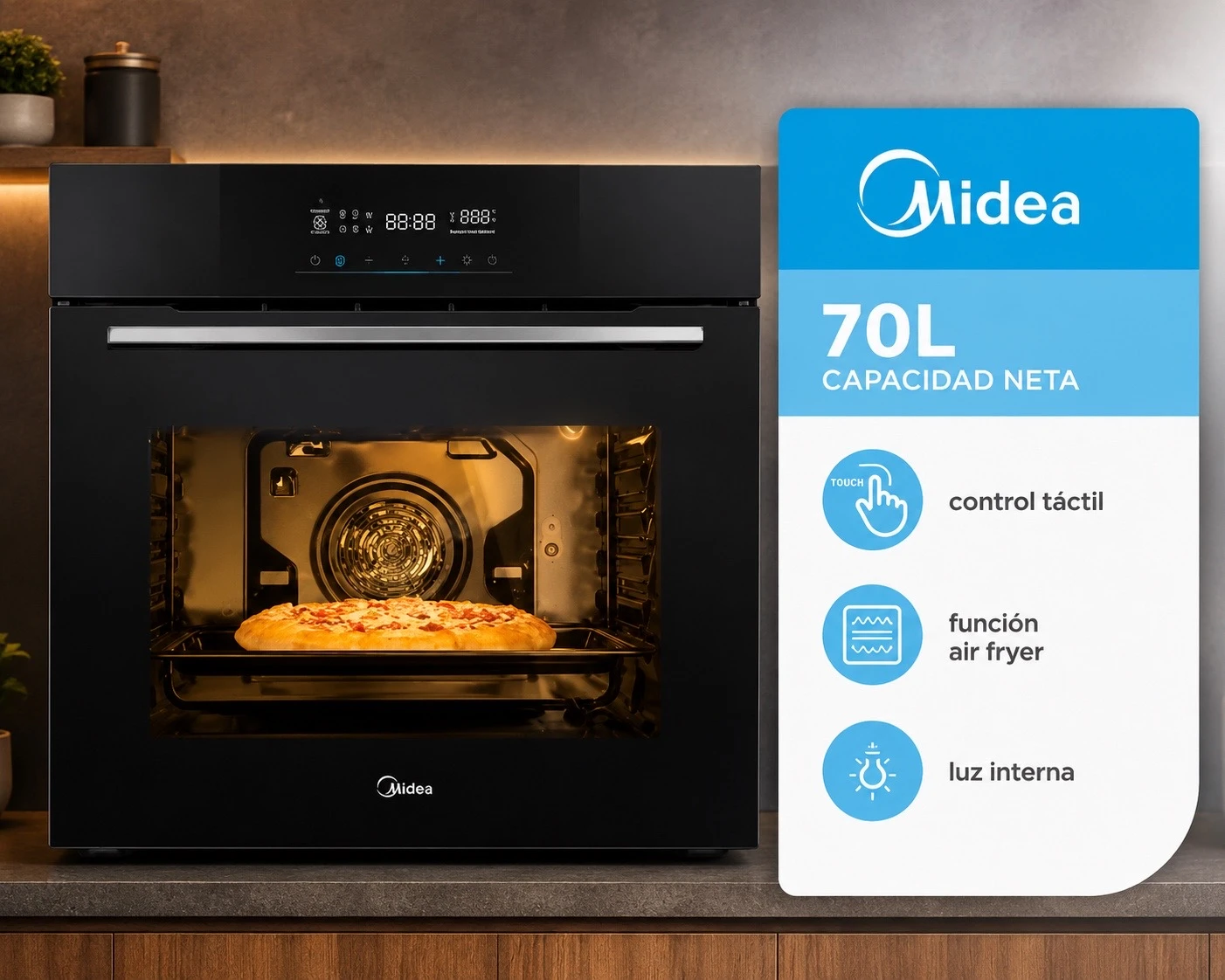 HORNO ELÉCTRICO EMPOTRABLE MIDEA TOUCH BO-T170BAR1 FUNCION ARFRYER ‼️SOLO POR PEDIDOS ‼️ 