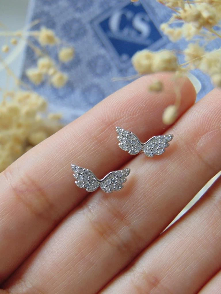 TOPOS RODIO PLATE MINI ALAS MICROCIRCONES BLANCO