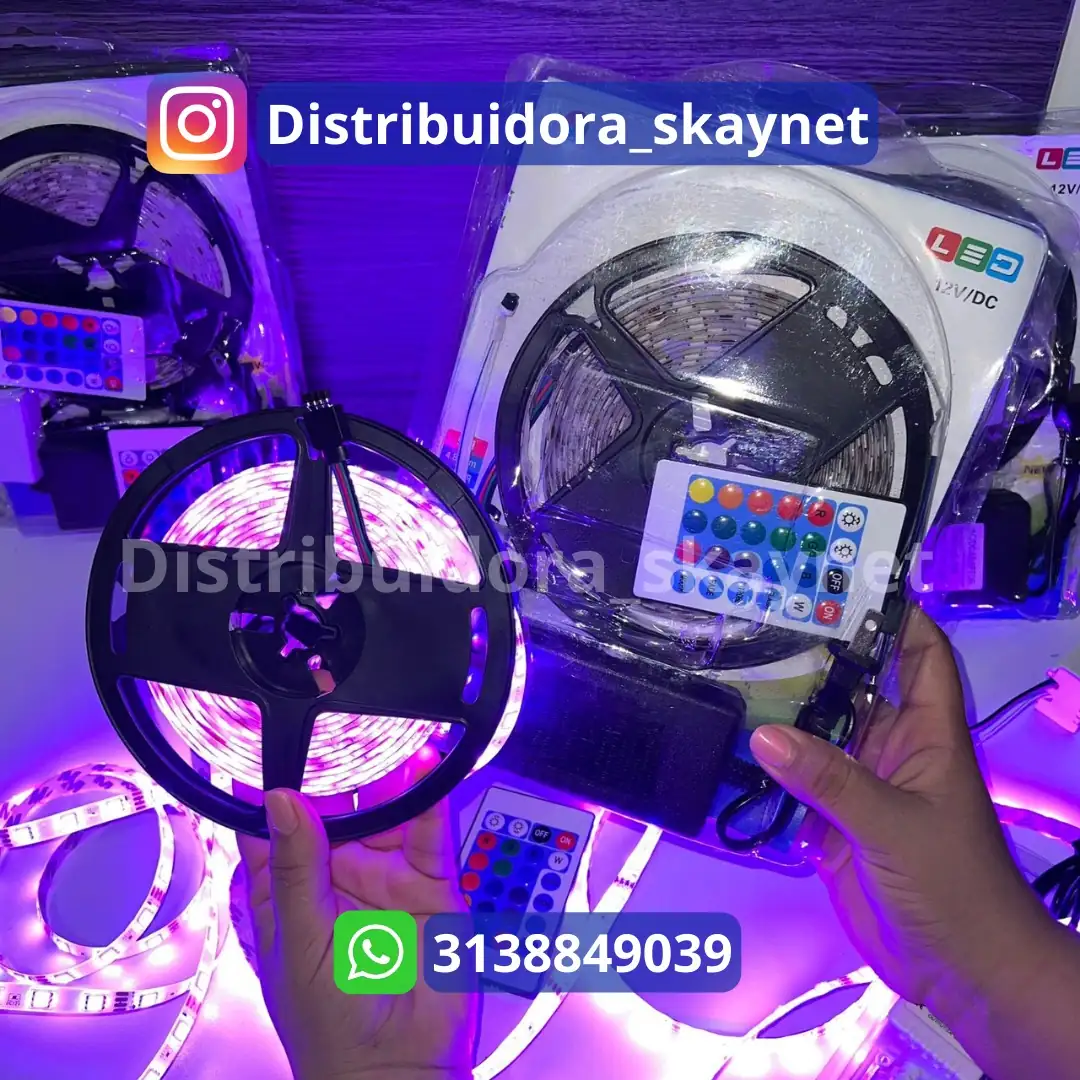 Cinta De Luz Led 5 Metros Tira Multicolor + Control + Cargador 3