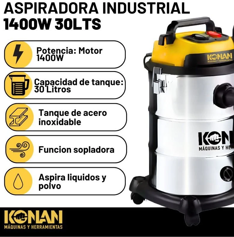 ASPIRADORA INDUSTRIAL KONAN 30 LTS*