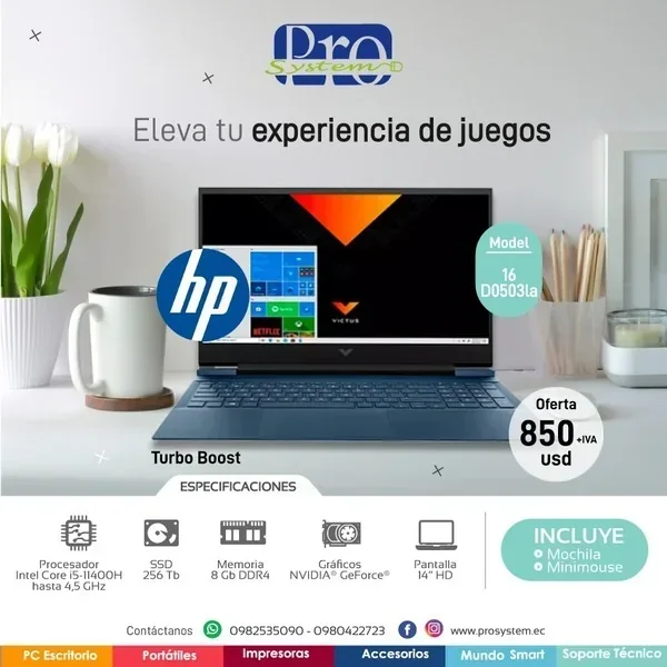 Portatil Hp Victus  I5 11th HQ  alto rendimiento  5