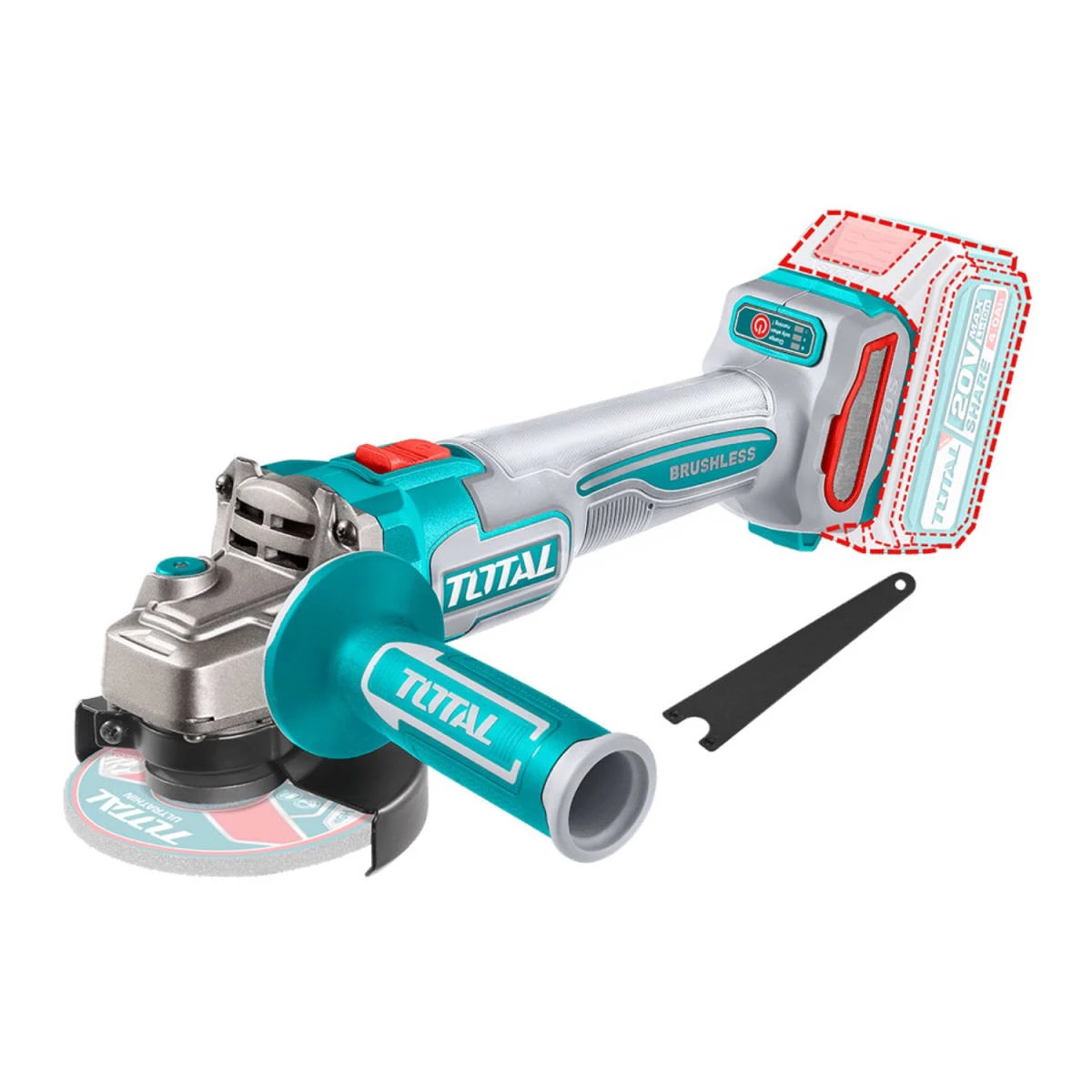 TRHLI201681-TAGLI21154 Rotormartillo sds 20v con bateria y cargador + amoladora angular 4 ½" inalámbrica total  5