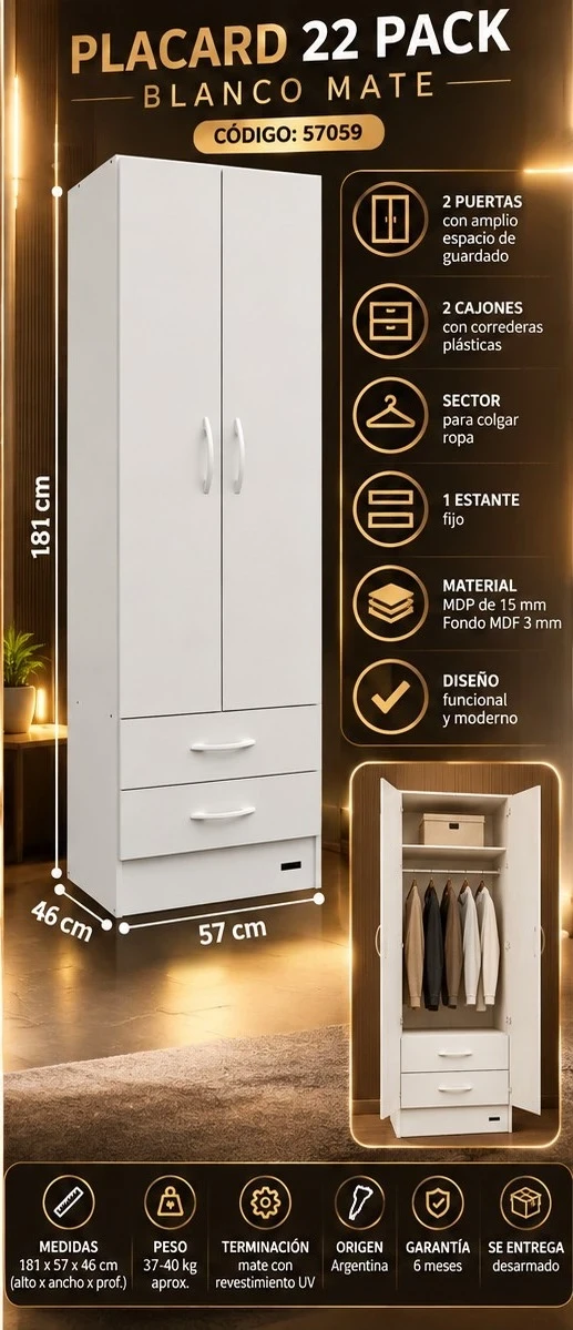 PLACARD 22 PACK BLANCO MATE *CONSULTAR DISPONIBILIDAD CON EL VENDEDOR*