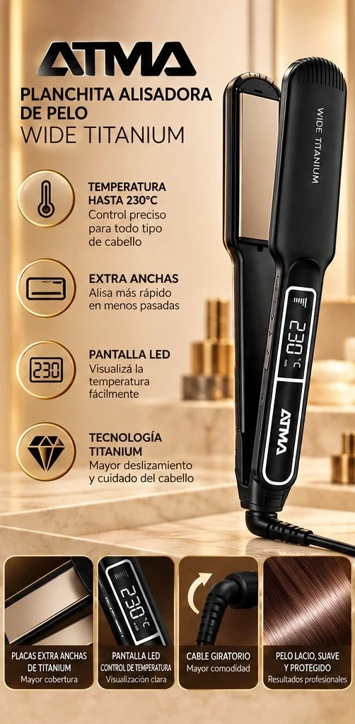 PLANCHITA ALISADORA ATMA WIDE TITANIUM
