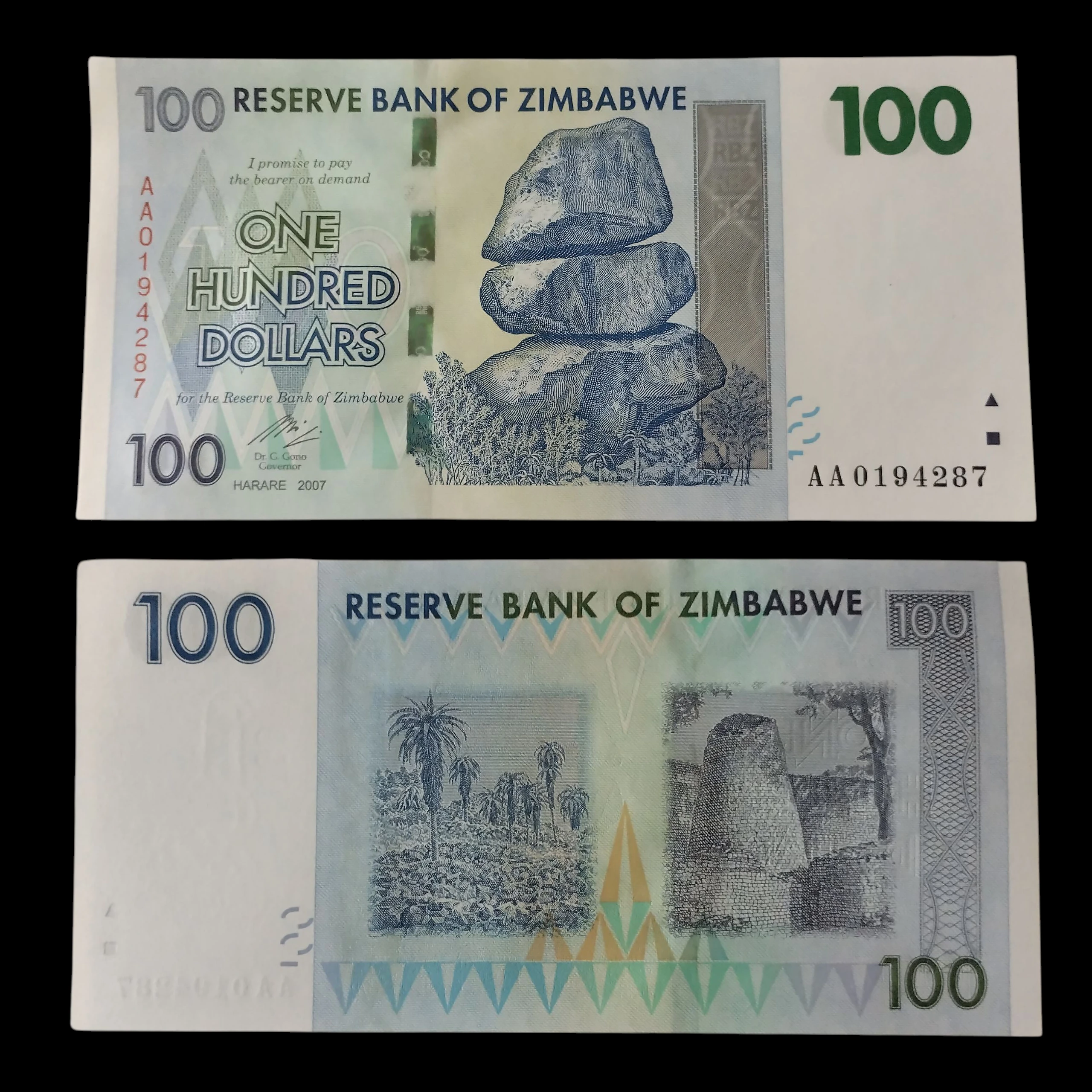 • Zimbawe 100 dolares UNC