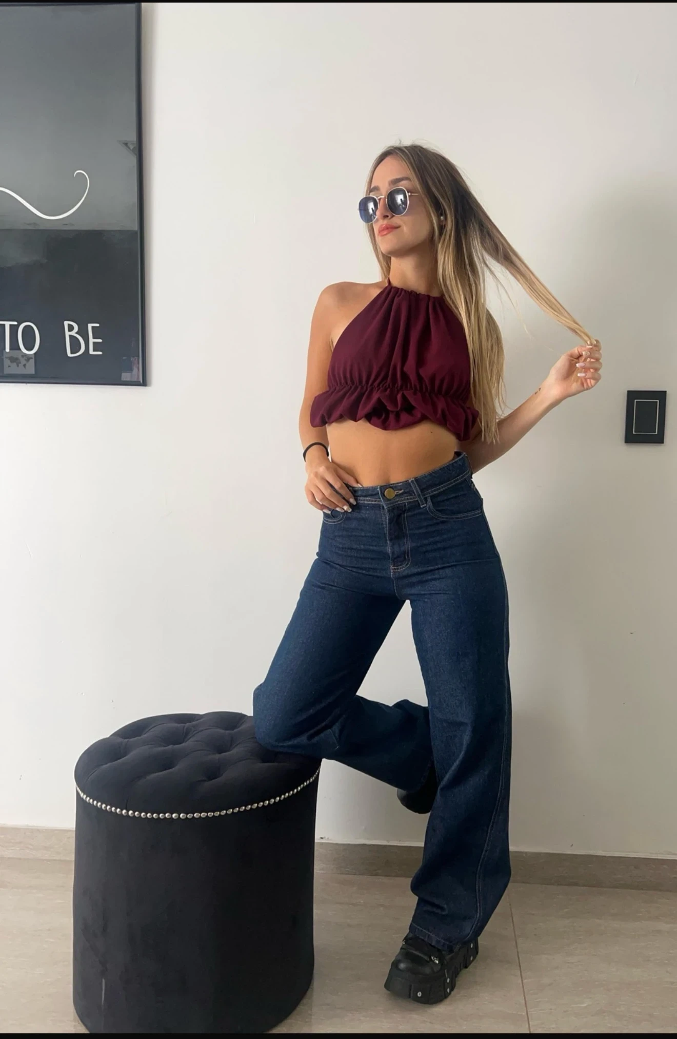 WIDE LEG AZUL LISO 