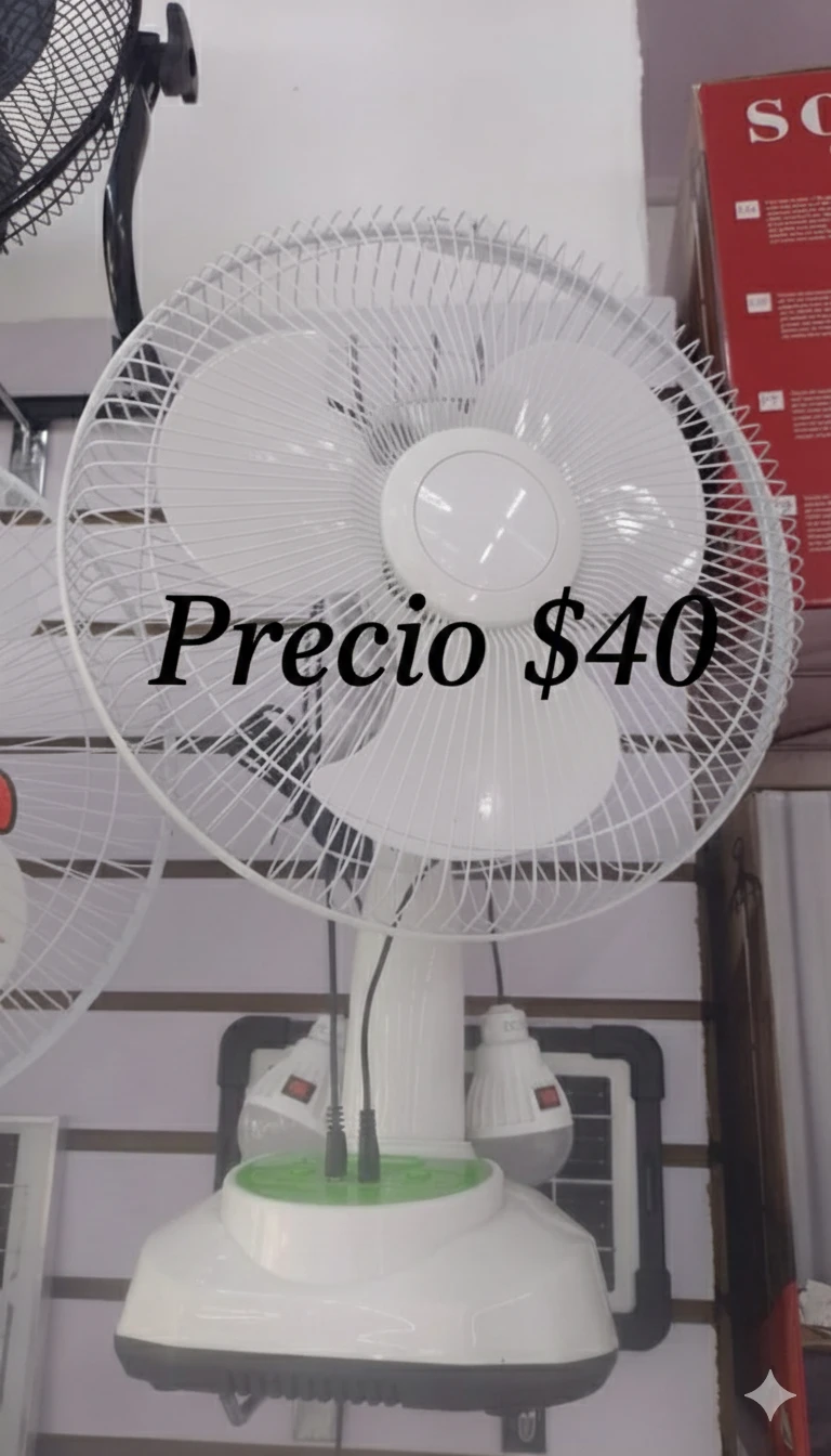 Ventilador solar con panel y 2 focos 