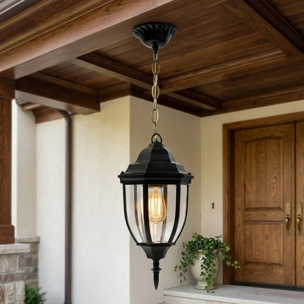 FAROL COLGANTE COLONIAL NEGRO 155X540MM 1L E27 